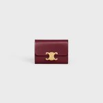 COMPACT WALLET WITH COIN TRIOMPHE IN SHINY CALFSKIN LIGHT BURGUNDY